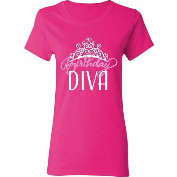 Inktastic Birthday Diva in Pink with Tiara Women's T-Shirt