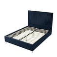 thumbnail image 7 of Inspired Home Caileigh Upholstered Velvet Queen Channel Tufted Bed, No Box Spring Needed, Solid Wood Frame, Navy, 7 of 7