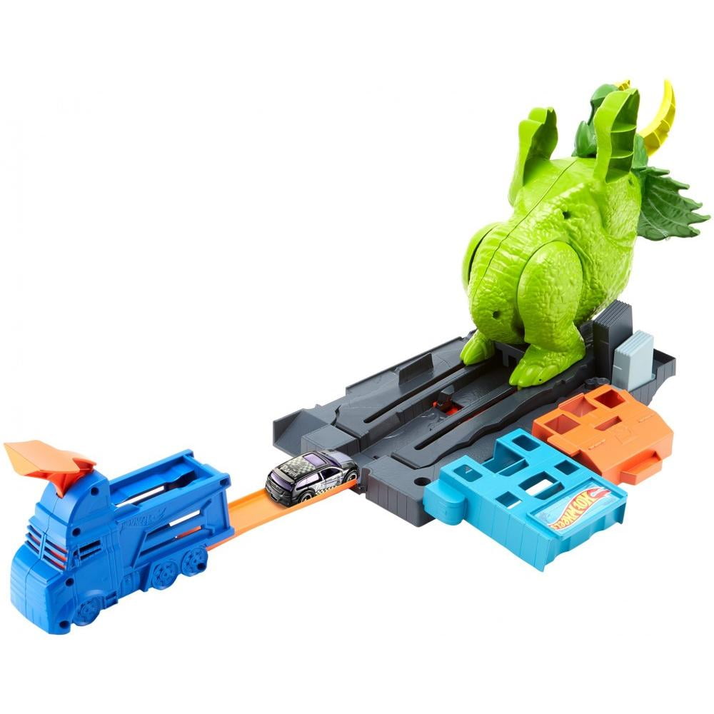 Pista Hot Wheels City Track Ataque De Triceratops Dinossauro no