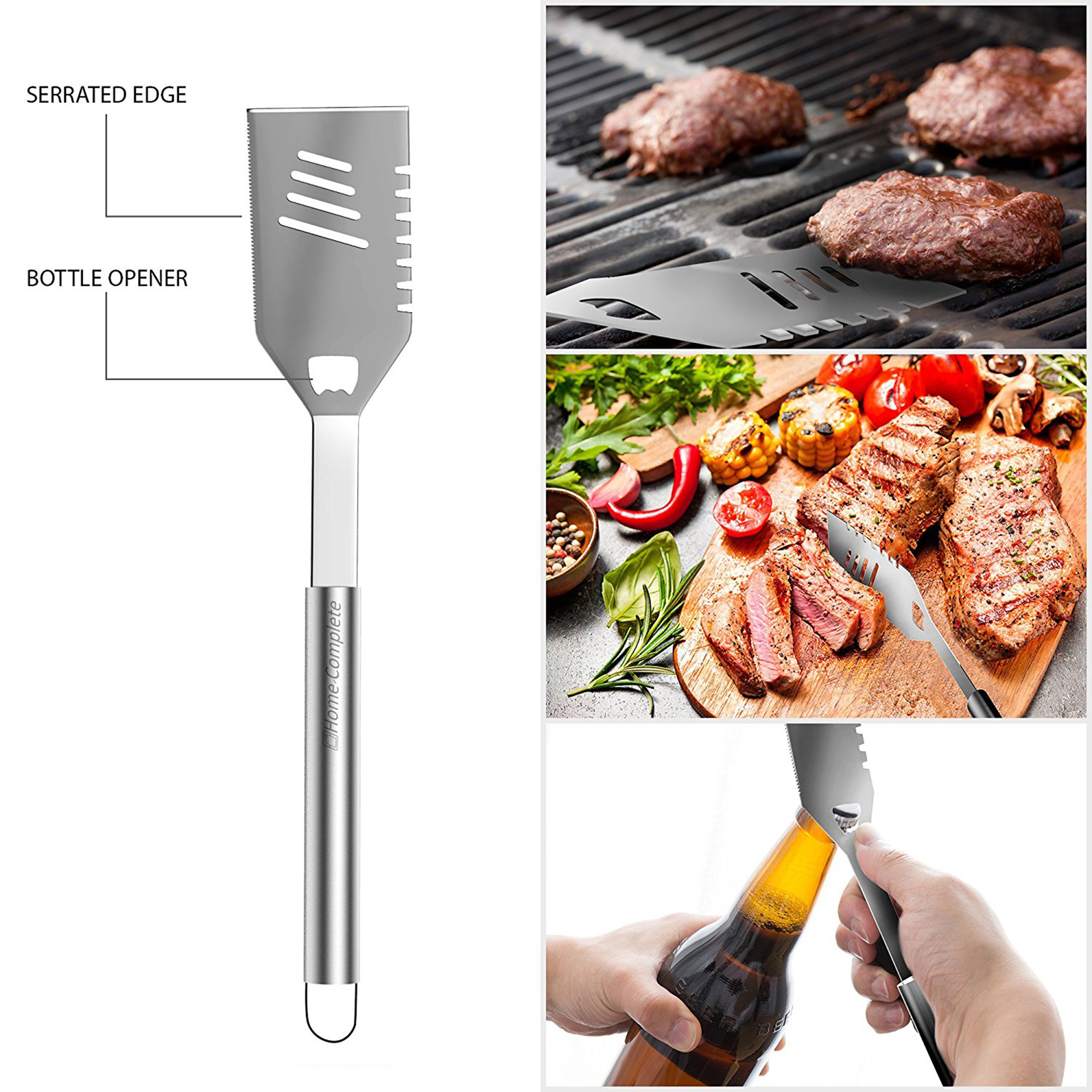 BBQ Grill Tool Set- 16 Piece High Quality Stainless Steel Barbecue Grilling Accessories with Aluminum Case Spatula Tongs Skewers By Home-Complete - image 3 of 8