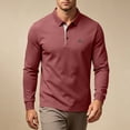 thumbnail image 7 of Long Sleeve Polos Shirt For Men Fashion Casual Breathable Golf T Shirts Lapel Button Business Office Wear (S, Red), 7 of 7