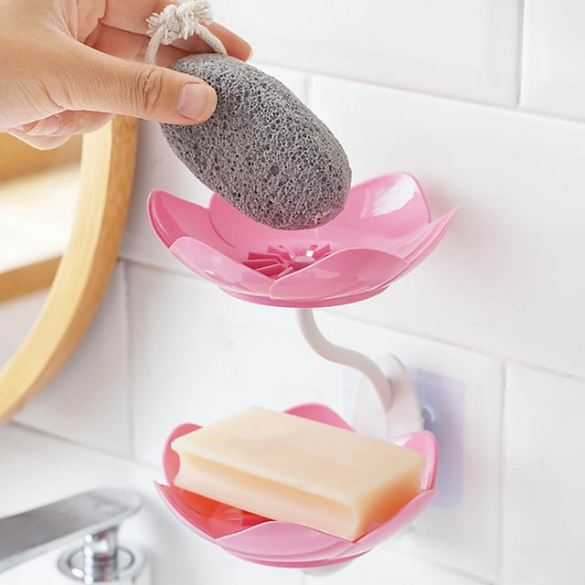 Porta jabón de pared con doble estante | Soporte escurridor para baño y cocina | Almacenamiento ahorrador de espacio, plástico duradero, mantiene el jabón seco, fácil instalación, sostiene múltiples