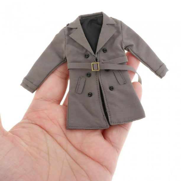 Figura de muñeca a escala 1:12, gabardina, abrigo largo con cinturón, solapa clásica, moda informal para figuras de acción masculinas de 6 pulgadas, Gris CUTICAT Sudadera con capucha de muñeca