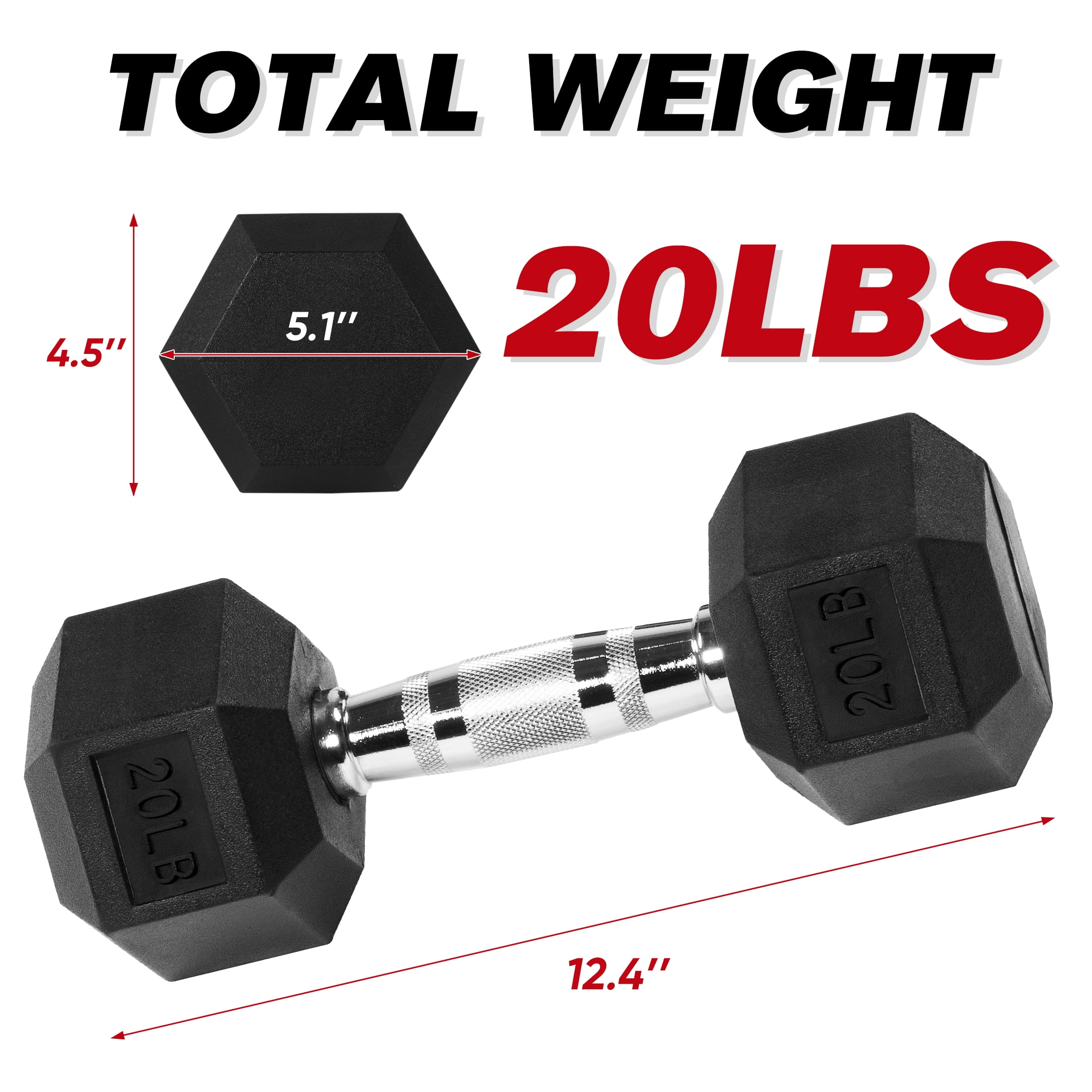 EDX 2Pcs 20 LB Rubber Hex Dumbbell – Anti-Roll Grip for Strength Training, Home Gym & Full-Body Workouts