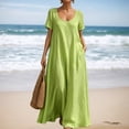thumbnail image 3 of Casual Summer Dress for Everyday Wear Lightweight Loose Fit Short Sleeves Solid Color Style Women’s Casual Tennis Dress Female Everyday Attire Green M, 3 of 6