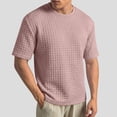 thumbnail image 2 of UVEASISHA Short Sleeve Tee Shirts for Men Solid Color Textured T-Shirt Summer Casual Loose Crewneck Pullover Cozy Base Layer Tshirt Pink L, 2 of 7