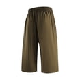 thumbnail image 4 of Domuza Men's Capri Pants 3/4 Long Straight-Leg Sport Shorts Quick Dry Workout Gym Beach Shorts with Zipper Pockets Khaki 4XL, 4 of 5
