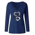 thumbnail image 4 of Love Heart Print T Shirt Women Funny Valentine's Day V Neck Tee Shirt Love Heart Graphic Long Sleeve Tops Gifts, 4 of 5