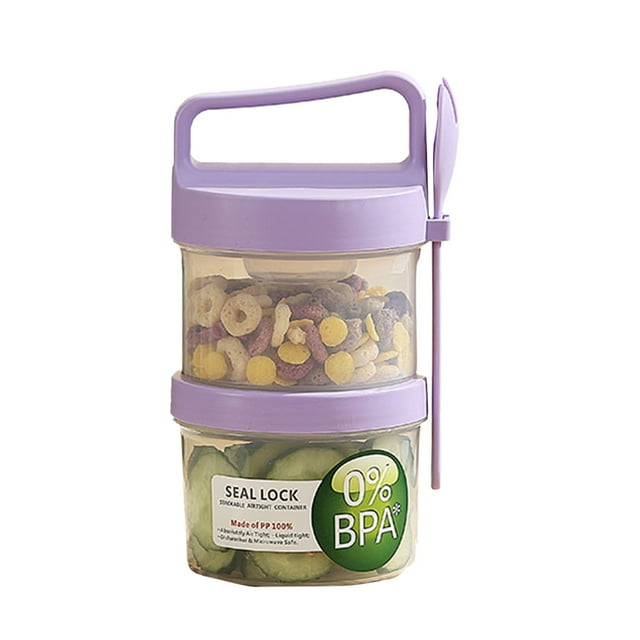Portable Breakfast Cup Set: 360ml + 360ml For Fruits Oats Yogurt Milk & | For Students & Food Dispensers Sealed Storage Container Tall Food Storage Containers Kitchen Stuff Organizer Kitchen