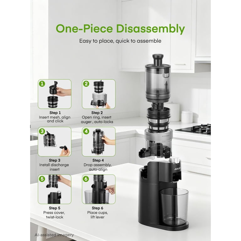 Juilist Cold Press Juicer with 4.13 Inch Chute, Black photo 8