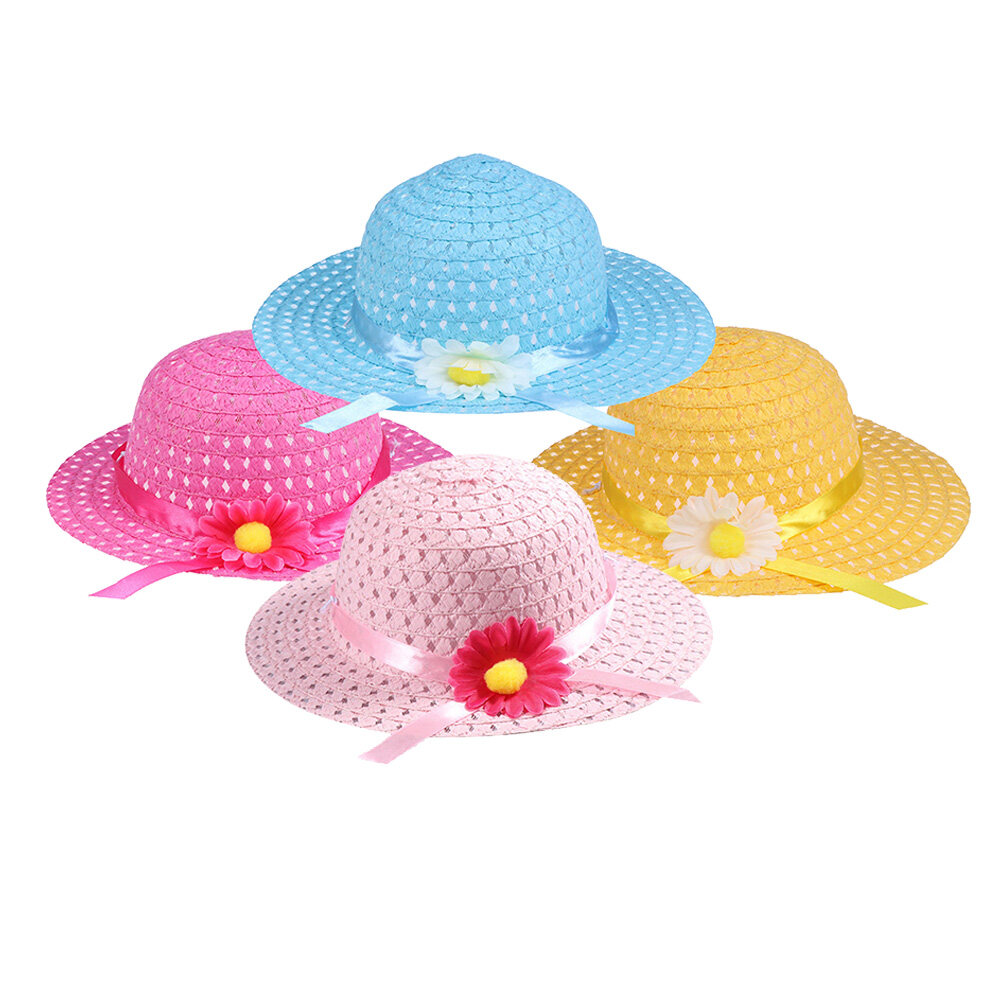 4pcs Girls Sunflower Straw Hat Sunhat Bonnet for Little Children Kids ...