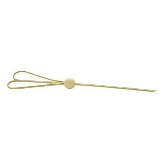 Bamboo Skewer with Looped Heart Design Case of 100, PacknWood - Natural Bamboo Picks Appetizer Skewers with Bamboo Bead Ball 5.9" PK209BBJIGN