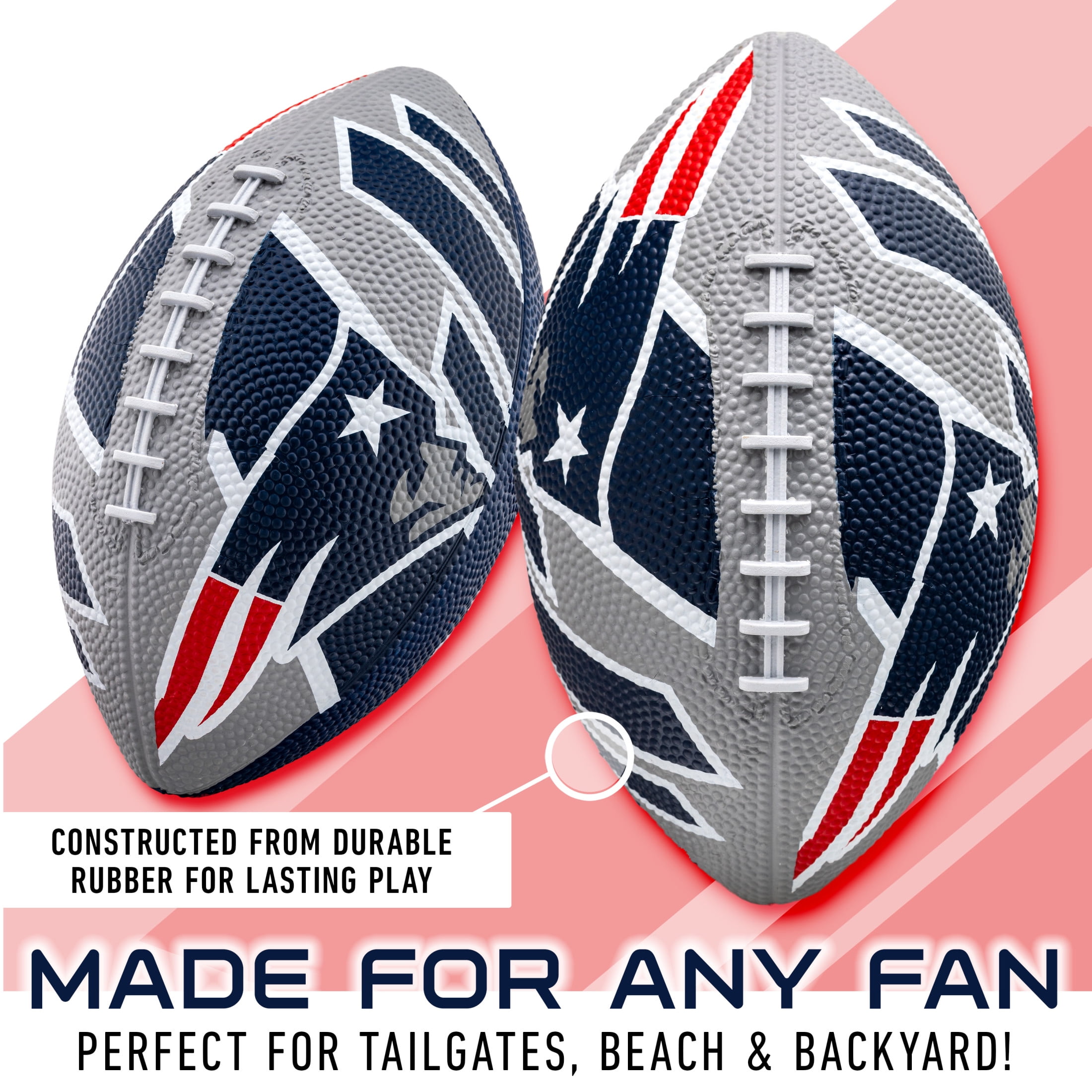 Franklin Sports NFL New England Patriots Football - Youth Football -  Mini 8.5" Rubber Football - Perfect for Kids - Team Logos and Colors!