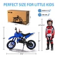 thumbnail image 5 of FONA 49cc 2-Stroke Dirt Bike for Kids 8-12, 25mph Mini Motorcycle with Dual Disc Brakes, Multi Terrain Tires, Suspension & Soft Seat Blue, 5 of 7