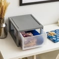 IRIS USA, 14.5QT Plastic Storage Modular Stacking Drawer, Elephant Gray
