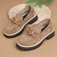 thumbnail image 5 of Women's Chunky Platform Loafers, Trendy Suede Slip On Shoes with Gold Chain Detail, Comfortable Lug Sole Block Heel Pumps, Plus Size Available for Wide Feet, Fashionable Casual Dress Shoes, 5 of 10