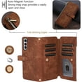 thumbnail image 4 of Wallet Case for Samsung Galaxy A54 5G, 9 Card Holder Slots Zipper Pocket Handbag Case Magnetic Closure Kickstand with Wrist Strap TPU Shockproof Flip Case - Retro Braun, 4 of 14
