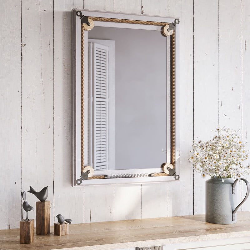 Clara Nautical Rectangular Wood Wall Mirror - Gray - 36.25"H x 24"W