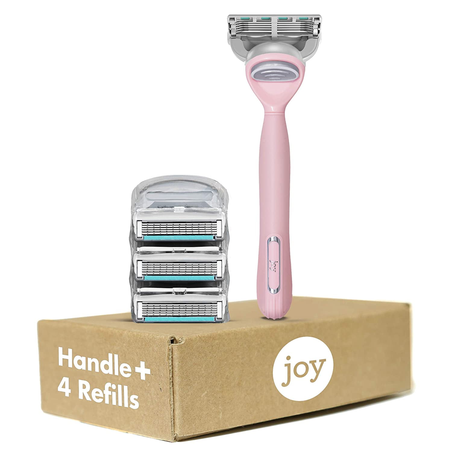joy Women's Razor Handle + 4 Razor Blade Refills, Pink