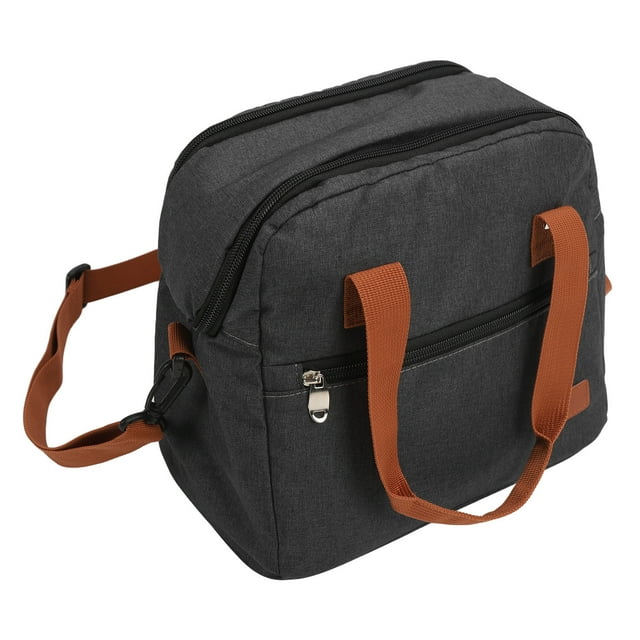 Bolsa de almuerzo portátil Nikou con aislamiento impermeable reutilizable gran capacidad cremallera color gris oscuro tamaño libre