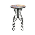 thumbnail image 3 of GDF Studio French Country Outdoor Side Table with Mosaic Ceramic Top and Metal Base, Blossom, 3 of 10
