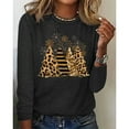 thumbnail image 2 of YATELLE Christmas Tree & Snowflake Print Round Neck Long Sleeve Women T-Shirt, 2 of 5
