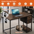 thumbnail image 4 of 38" Computer Desk with Charging Station & 2 Fabric Drawers,Home Office Desk Writing Desk for Small Spaces,Rustic Brown, 4 of 9