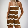 thumbnail image 2 of Women's Bandeau Jumpsuit Strapless Playsuits Summer Elegant Womens Beach Holiday Mini Playsuit Ladies Sleeveless Bandeau Romper Overalls Shorts for Women Pockets Rompers Brown S, 2 of 5