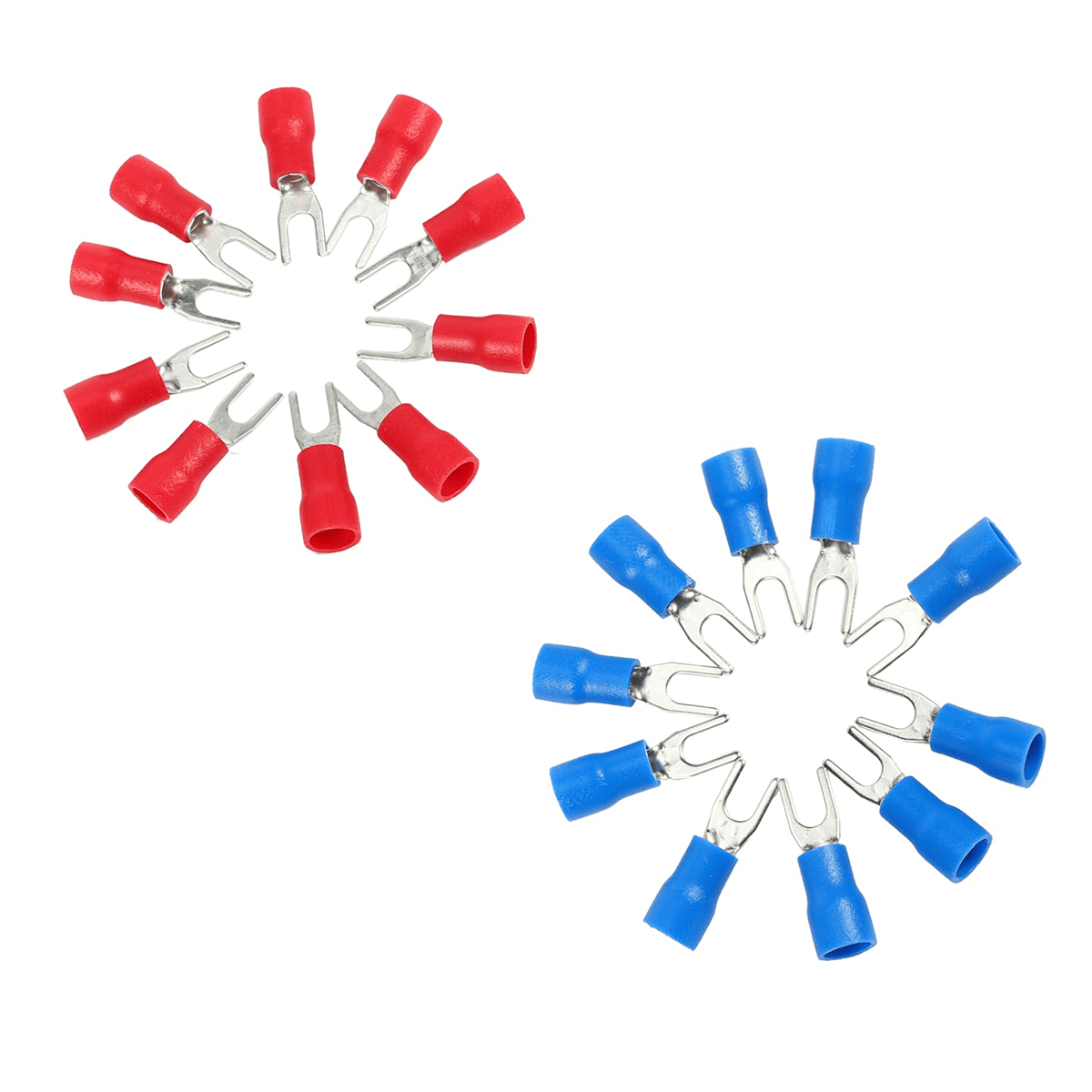 1200Pcs 16-14 AWG Red Blue Wire Connector Insulated Fork Terminal 4,1200 x fork Spade terminal(Red and blue each 600)