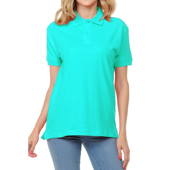 Basico Polos (Vert Menthe) à Col pour Femmes 100 % Coton à Manches Courtes Polos de Golf pour Femmes et Adolescentes
