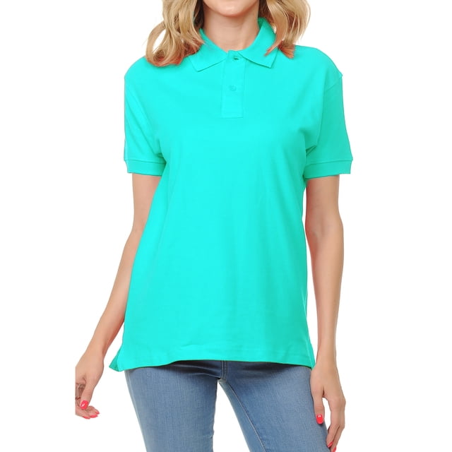 Basico Polos (Vert Menthe) à Col pour Femmes 100 % Coton à Manches Courtes Polos de Golf pour Femmes et Adolescentes