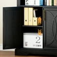thumbnail image 6 of VKCC 70.9" Storage Sideboard, LED Display Cabinet with Adjustable Shelf & Double Doors, Pantry Cabinet for Kitchen Dining Room, Black, 6 of 10
