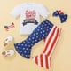 thumbnail image 2 of Ropa Para Bebés, Ropa Para Niños Pequeños, Top Con Estampado De Rayas De Verano, Pantalones Acampanados, Conjunto De Dos Piezas, Ropa Para Niños, Blanco Odeerbi LM103-10469, 2 of 9