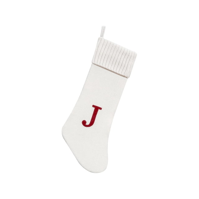 Initiale Brodée en Tricot Torsadé Rouge pour Noël