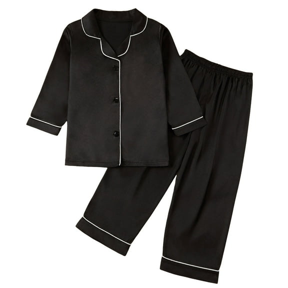 SUXIAN Boys Girls Long Sleeve Solid Tops T Shirt Pants Casual Outfits Cozy Homewear Clothing Set Black 130