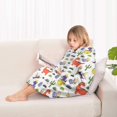 thumbnail image 4 of White Cartoon Dinosaurs Eggs Pattern Blanket Hoodies for Kids 6-13YR Oversize Wearable Blanket Hoodies for Boys Girls Teens, 4 of 7
