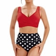 thumbnail image 1 of Traje de baño de 2 piezas para mujer, trajes de baño para mujer, conjunto de dos piezas de talla grande con estampado de moda para mujer, sin espalda, con cordones y cintura alta., 1 of 7