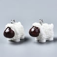 thumbnail image 2 of 200pcs Opaque Resin Pendants with Platinum Tone Iron Loop 3D Sheep White 15~16x22x13mm Hole: 1.8mm, 2 of 3
