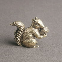 WASHWEPE Golden Brass Squirrel Statue for Home Office Decor Realistic Vintage Style Tabletop Sculpture 6.5 inch