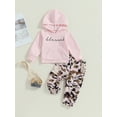 thumbnail image 2 of Bagilaanoe 2PCS Toddler Baby Girl Long Pants Set Letter Print Long Sleeve Hoodie Pullover Tops + Camouflage Sweatpants 12M 18M 24M 3T 4T 5T Kids Casual Sweatsuits, 2 of 8