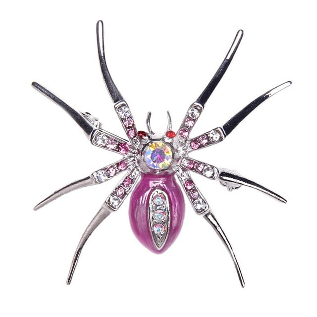 Broche de Imitación de Cristal Vintage Yinane Pin de Joyería de Moda Plateado - Rosado Broche de araña