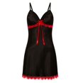 thumbnail image 1 of Camisones de seda satinada para mujer, ropa de dormir con lazo, lencería Sexy, bata de casa, 1 of 4