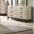 thumbnail image 5 of Classic Transitional Cream 6pc Bedroom Queen Size Bed Set Dresser Mirror 2x Nightstands Chest Wooden Furniture Upholstered HB, 5 of 8