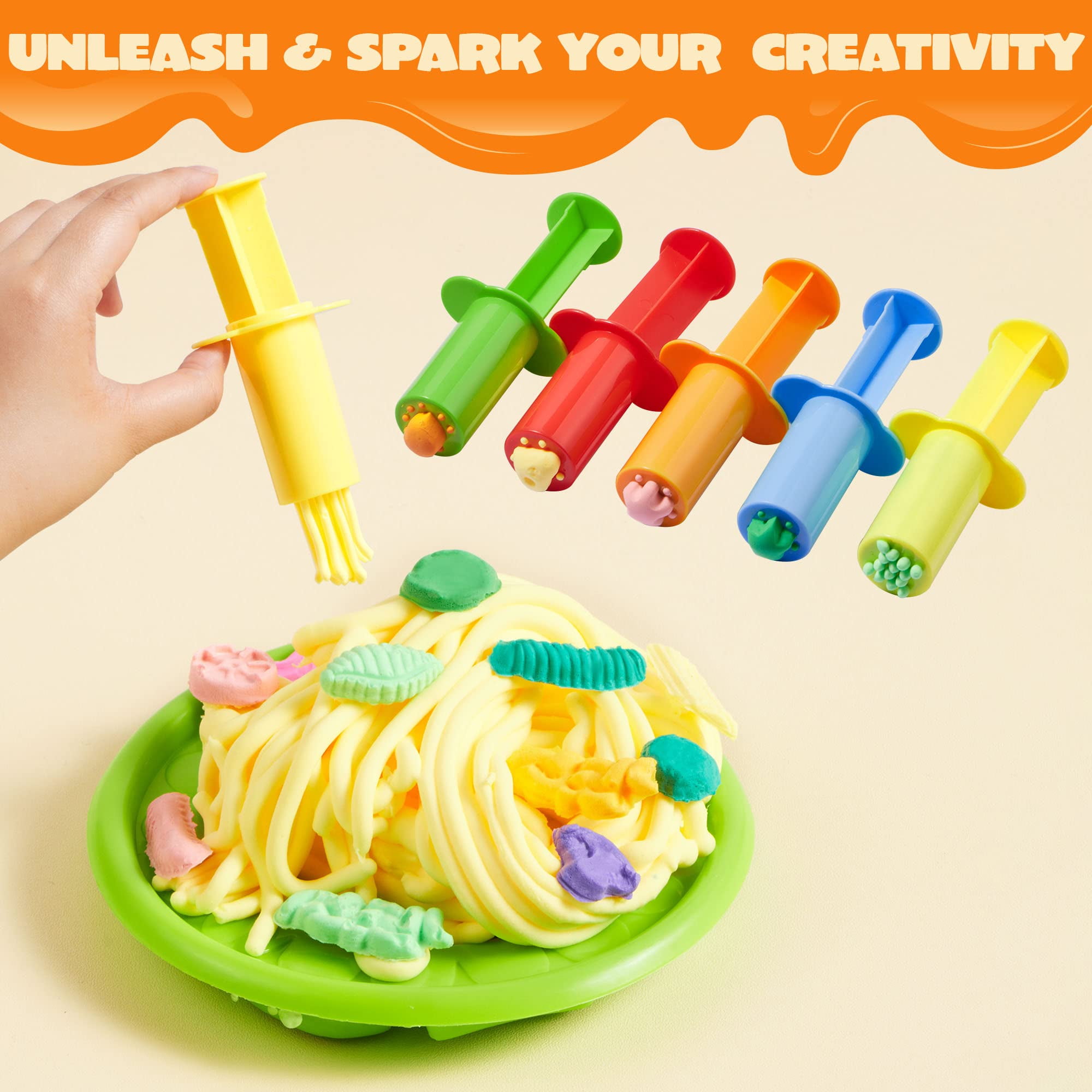 Joyin 44 Pieces Play Dough Accessories Set for Kids Playdough Tools with  Various Plastic Molds,Rolling Pins, Cutters 