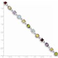 thumbnail image 3 of 925 Sterling Silver 7inch Rhod Plated Rainbow Semi Precious Stone Bracelet, 3 of 3