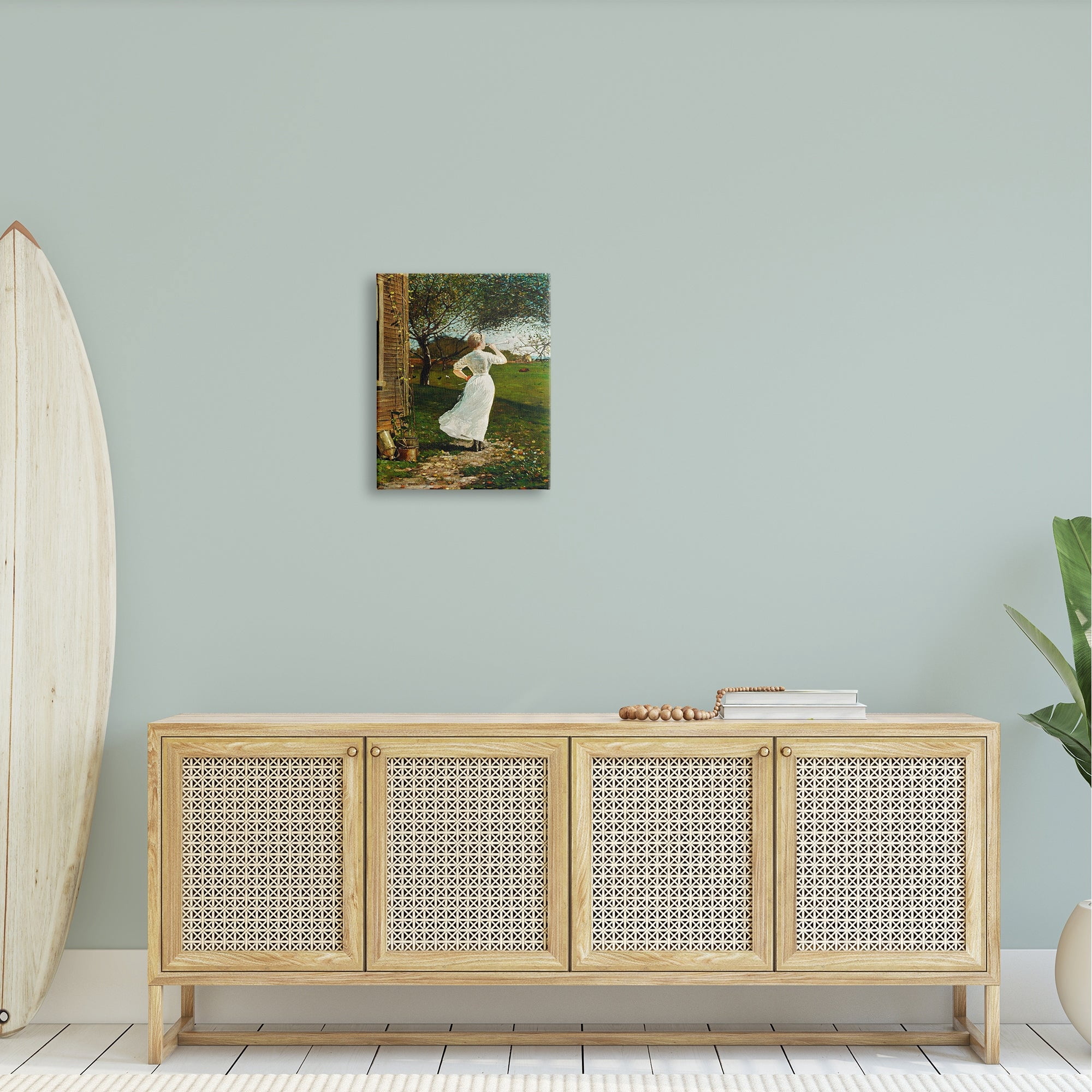 Stupell Industries Classic Woman Instrument Rural Vintage House Painting Painting Gallery Wrapped Canvas Print Wall Art, Design by Lettered and Lined