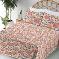 thumbnail image 3 of Ambesonne Floral Design Fitted & Flat Sheet with Shams 4 Pcs Set, Simple Lily Clematis, King, Coral Purpleblue Cream, 3 of 5