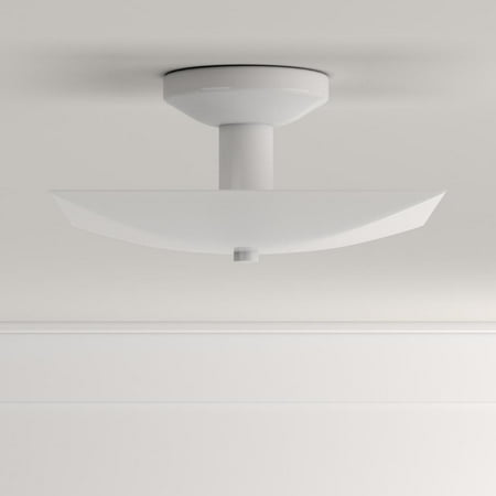 Modern 2 Light White Steel Semi Flush Low Profile Ceiling