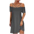 thumbnail image 1 of Moda mujer casual sexy hombro frío impresión verano manga corta vestido Fridja  bnh741, 1 of 4