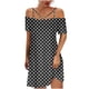 thumbnail image 1 of Moda mujer casual sexy hombro frío impresión verano manga corta vestido Fridja  bnh744, 1 of 4